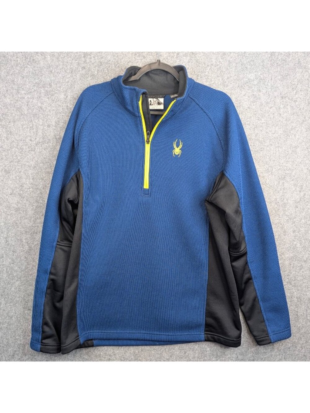 Spyder Men’s XL Outbound Pullover Sweater Blue Black Quarter Zip Mock Neck Core